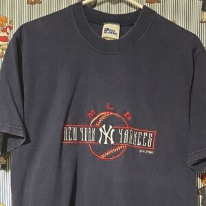 Vintage Pro Player Yankees Navy Tee Medium Made In Usa